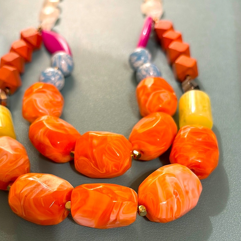 Bold Orange Resin Statement Necklace - Women's Jewelry